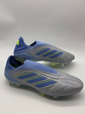 adidas Men’s Laceless Soccer Cleats - Blue/Gray with Neon Accents